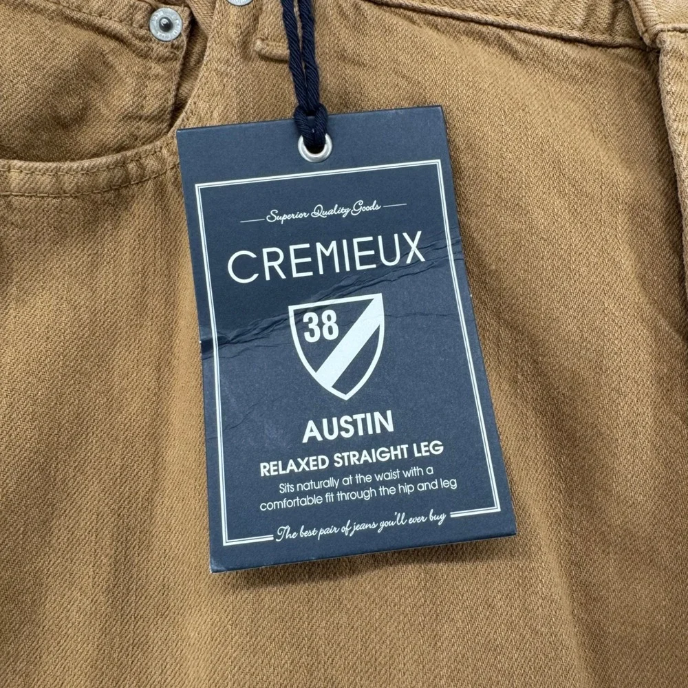 NEW Cremieux Austin Jeans Mens 42x30 Brown Relaxed Straight Leg Denim
